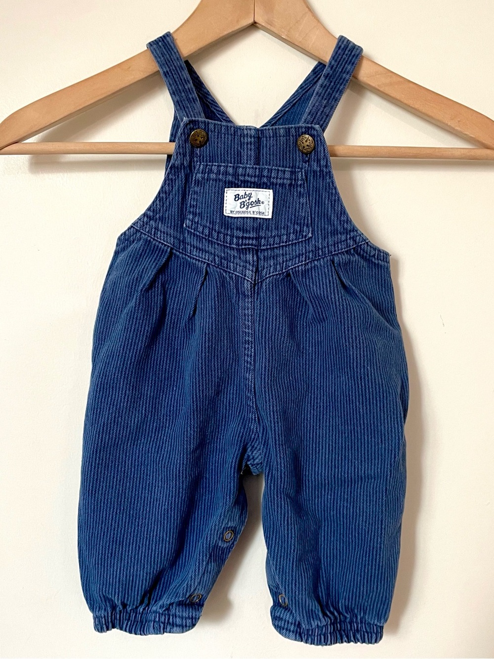 Vintage Oshkosh B'Gosh Bubble Striped Denim Blue Overalls 90's 3-6M Cotton